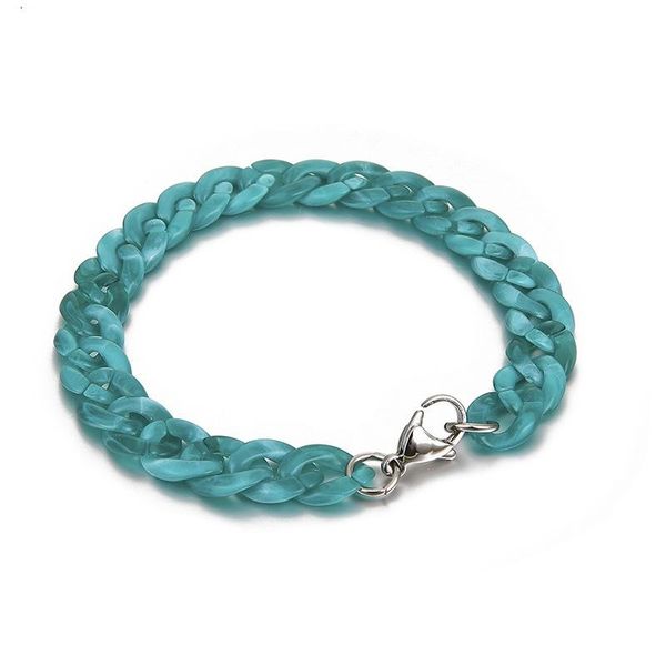 fashion sky blue resin acrylic link chain beaded bracelet for women female bracelets boho jewelry bohemian accessories, Black